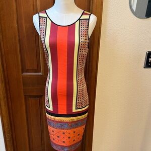 Clover Canyon Red and Orange Geometric Dress Size M
